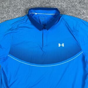 Under Armour Polo Mens XXL Blue Athletic Golf Shirt Iso-Chill HeatGear